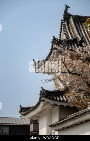 Décoration de toit sur les bâtiments du château de Nijo / Palais Ninomaru, Kyoto, Japon. Banque D'Images