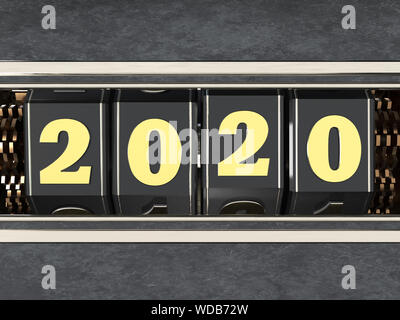 Bonne année 2020. Chiffres 2020 dans le style d'un bandit manchot. 3d illustration. Banque D'Images