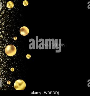 Gold glitter background avec sparkle shine light confettis. Scintillant vecteur fond noir. Golden shimmer texture pour toile de luxe design. Illustration de Vecteur