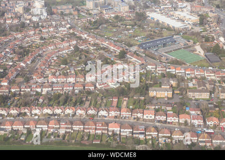 Vue aérienne de la banlieue de Londres, au Royaume-Uni. Banque D'Images