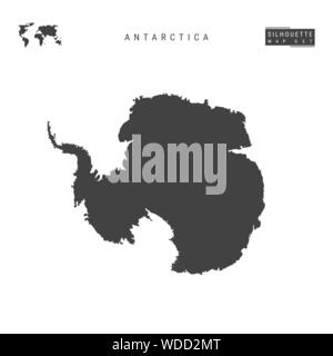 L'antarctique scénario vierge site isolé sur fond blanc. High-Detailed silhouette noire La carte de l'Antarctique. Illustration de Vecteur