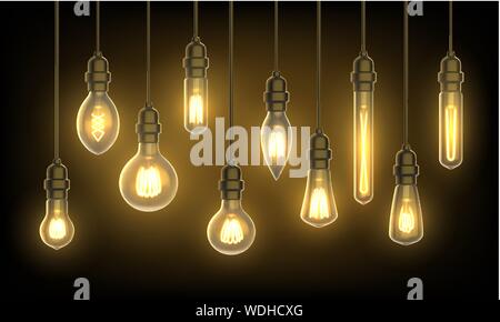 Lampes suspendues ou les ampoules sur le fil Illustration de Vecteur