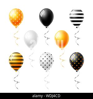 Ballons colorés fixés pour l'Halloween isolé sur fond blanc vector Illustration de Vecteur