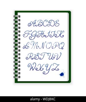 Alphabet manuscrit dans l'ordinateur portable ouvert vector Illustration de Vecteur