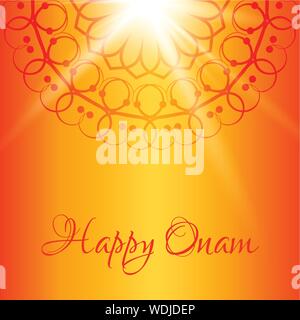 Heureux Onam vector carte de souhaits avec fond orange Illustration de Vecteur