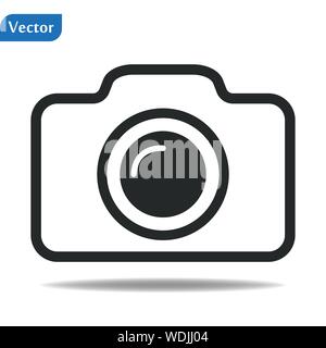 L'icône Appareil photo illustration vectorielle. Pohotocamera isolé symbole. Ligne caméra photo concept. Gadget Photo design graphique. Le pictogramme de l'appareil photo sur gris Illustration de Vecteur