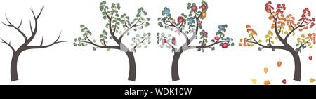 Les quatre saisons dans quatre arbres Illustration de Vecteur