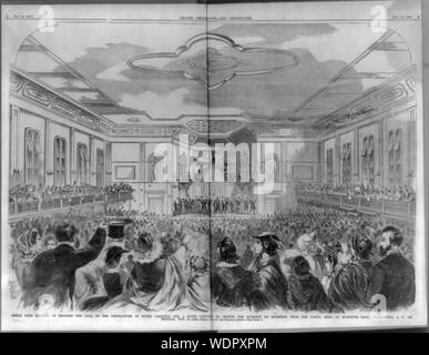 Grande réunion de masse à l'appel de la législature de la Caroline du Sud, pour un état conv. pour discuter de la question de la sécession de l'Union européenne, tenue à l'Hôtel de l'Institut, Charleston, S.C., le lundi, Novembre 12, 1860 Abstract/moyenne : 1 tirage : la gravure sur bois. Banque D'Images