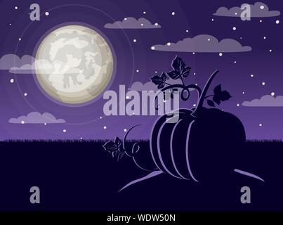 Carte de célébration de l'halloween à la citrouille dans l'obscurité Illustration de Vecteur