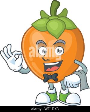 Fruit kaki garçon mascot cartoon sur fond blanc Illustration de Vecteur