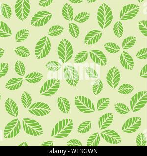 Modèle vectoriel continu vert avec des feuilles de fraisier. Pour le tissu, impression d'écran conception Illustration de Vecteur