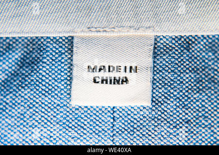 "Made in China" sur l'étiquette des vêtements Banque D'Images