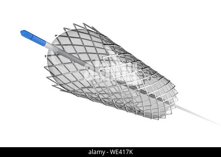 Le rendu 3D ou stent cathéter pour une angioplastie par ballonnet Banque D'Images