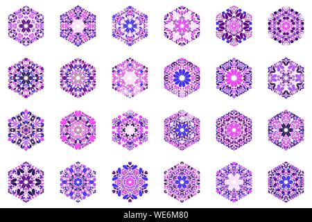 Symbole hexagonal de fleurs ornementales - paramétrage du modèle géométrique abstraite des éléments de vecteur de formes courbes Illustration de Vecteur