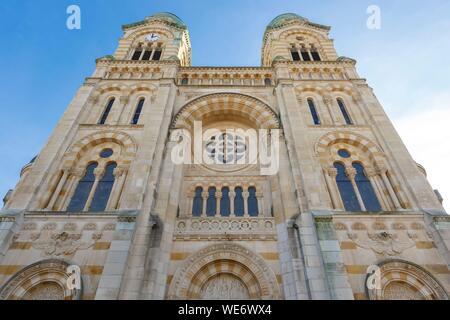 France, Meurthe et Moselle, Nancy, façade de la basilique du Sacré-Cœur de Nancy en style byzantin romain Banque D'Images