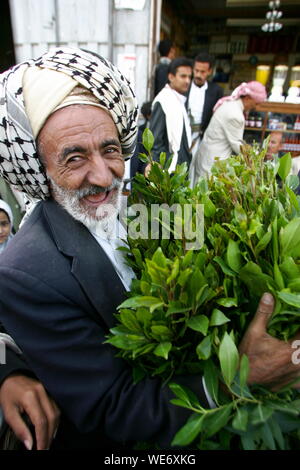 Le khat au Yémen Banque D'Images