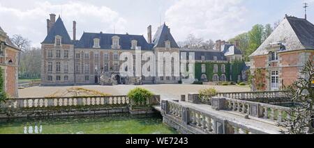 La France, l'Essonne, le Parc Naturel Régional du Gatinais francais (Parc Naturel Régional du Gatinais), Courances, le château Banque D'Images