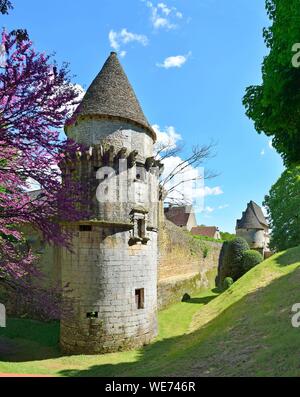 France, dordogne, Périgord Noir (Périgord Noir), Thonac, le château de Belcayre sur les rives de la rivière Vézère Banque D'Images