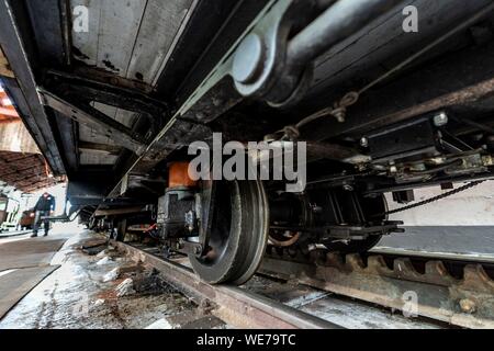 France, Pyrénées Atlantiques, Pays Basque, Biarritz, La Rhune, La Rhune train, petit train à crémaillère, le dépôt Banque D'Images