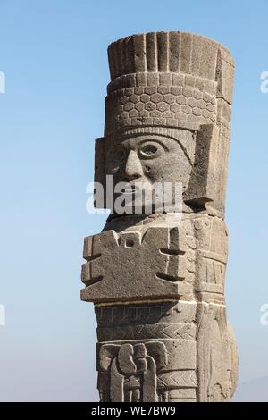 Le Mexique, l'état de Hidalgo, Tula de Allende, site archéologique toltèque, pilier les atlantes sur la pyramide de Quetzalcoatl ou de l'Étoile du Matin Banque D'Images