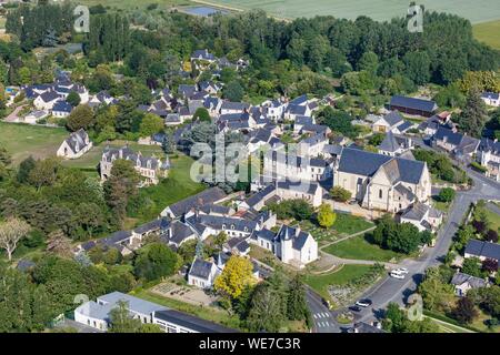 La France, dans le Maine et Loire, Saint Sulpice, Blaison Blaison, le village (vue aérienne) Banque D'Images