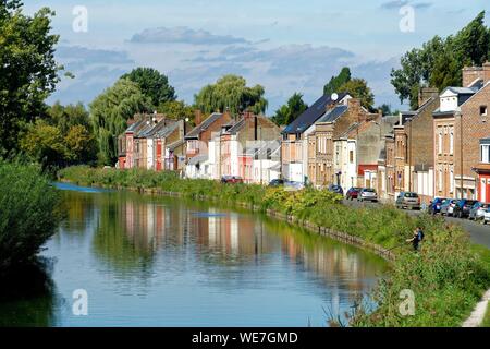 France, Picardie, Amiens, rives de la Somme et du quai de la Somme Banque D'Images