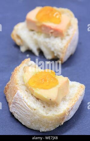 La France, Tarn, Castres, chambre Safran du Tarn, foie gras à la gelée de pommes au safran Banque D'Images