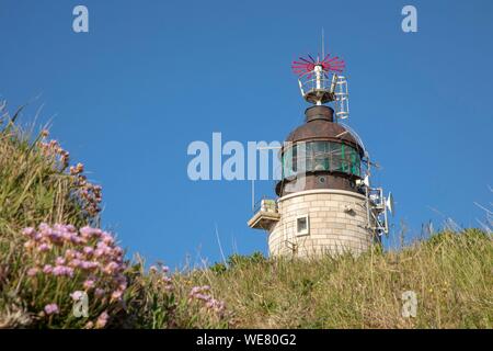 La France, Pas de Calais, Cote d'Opale, Parc naturel régional des caps et marais d'Opale, Cap Gris Nez, Audinghen, Lighthouse Banque D'Images