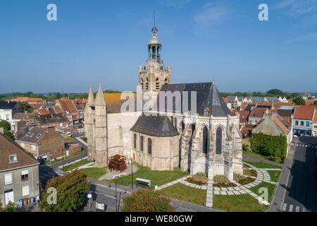 France, Nord, Bourbourg, Saint Jean Baptiste (vue aérienne) Banque D'Images