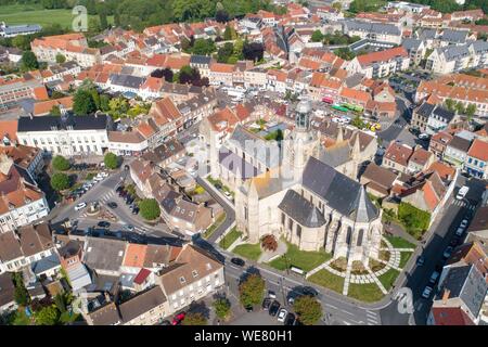 France, Nord, Bourbourg, Saint Jean Baptiste (vue aérienne) Banque D'Images