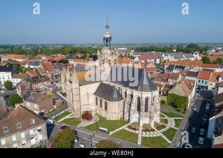 France, Nord, Bourbourg, Saint Jean Baptiste (vue aérienne) Banque D'Images