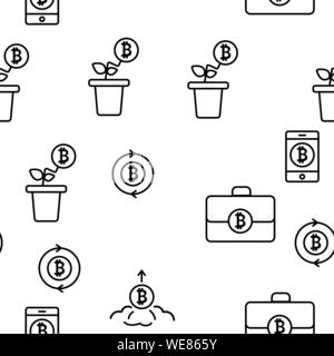 ICO, vecteur de Bitcoin motif transparent Illustration de Vecteur