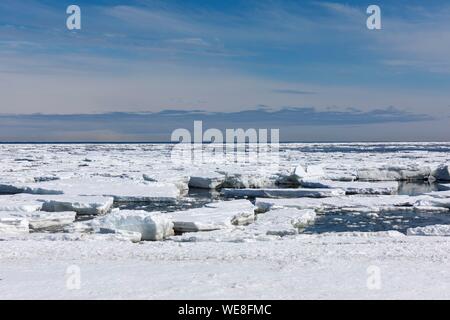 Canada, Province du Nouveau-Brunswick, la région Chaleur, la baie des Chaleurs, la fonte des glaces au printemps Banque D'Images