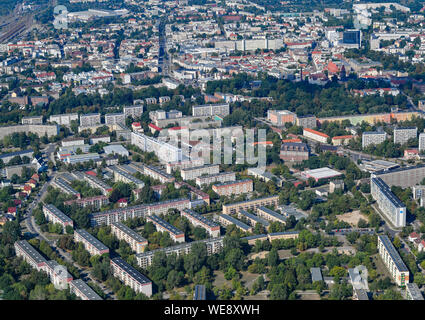 Cottbus, Allemagne. Août 23, 2019. Le centre de la ville de Brandebourg (vue aérienne d'un avion). Crédit : Patrick Pleul/dpa-Zentralbild/ZB/dpa/Alamy Live News Banque D'Images