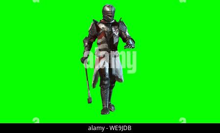 Knight Swordsman dans Full Armor, rendu 3D Banque D'Images