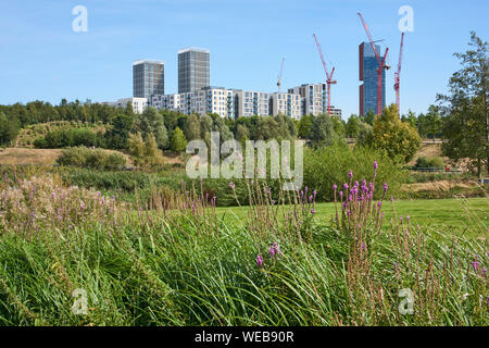 East Village, Stratford, East London UK, vu depuis le Parc olympique de Londres, à l'été Banque D'Images