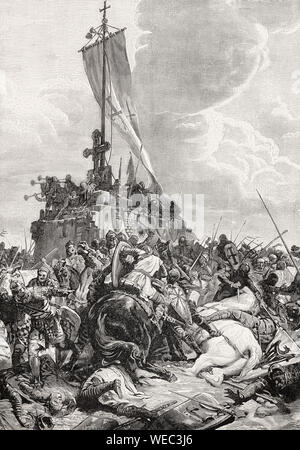 La bataille de Legnano, le 29 mai 1176, entre les forces de l'Empire romain, et la Ligue Lombarde Banque D'Images