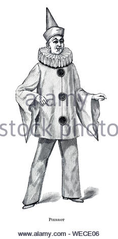 Commedia dell'arte, Pierrot, illustration ancienne de 1900 Banque D'Images