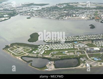 Gros plan moyen de Key West en vue aérienne. Key West est une île dans le détroit de Floride. Banque D'Images