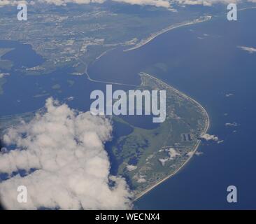 Plan rapproché, vue aérienne de la Floride vu de la fenêtre d'un avion Banque D'Images