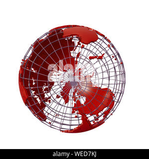 Wireframmed terre globe isolé sur fond blanc illustation 3d Banque D'Images