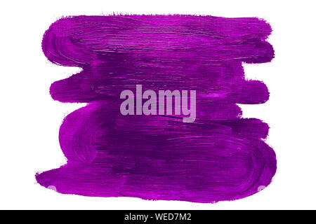 Abstract violet purple les traits de pinceau de rectangle, véritable peinture à l'huile sur toile à la main, isolé sur fond blanc Banque D'Images