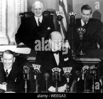 Winston Churchill s'attaquer le Congrès des États-Unis. 26 décembre 1941. Banque D'Images
