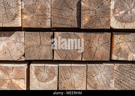 Les extrémités des barres de bois. en gros plan de la texture. Banque D'Images