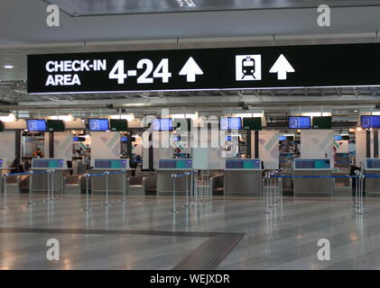 Vérifier dans la zone et de la gare de signal dans l'aéroport international de Malpensa Banque D'Images