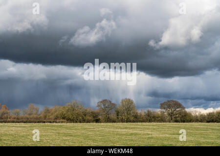 Douche de pluie sur wiltshire rural Banque D'Images