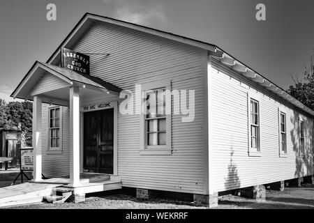 Entrée de l'Assemblée de l'Église de Dieu, assisté par Elvis comme un enfant, a été déplacé au musée, lieu de naissance d'Elvis Presley à Tupelo, MS, dans Banque D'Images