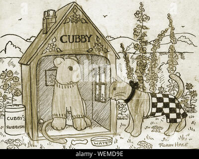 1936 Children's personnage CUBBY cubby dans sa chambre 1936 - artiste Robin Hale Banque D'Images