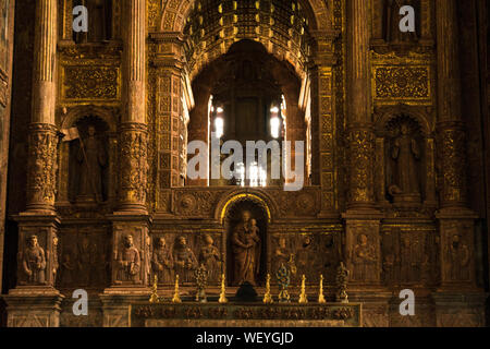 La Cathédrale de Bom Jesus et St François d'Assise Église autel et d'autres parties. Un millésime de l'arrivée historique de monastères de l'Inde Banque D'Images