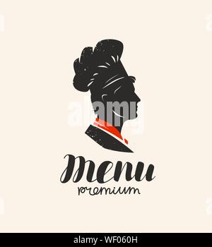 Menu logo, restaurant. Chef en chapeau. Illustration vectorielle Illustration de Vecteur